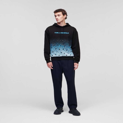 Navy Men's Karl Lagerfeld Digital Dégradé Logo Sweatshirts | TH146AUKW