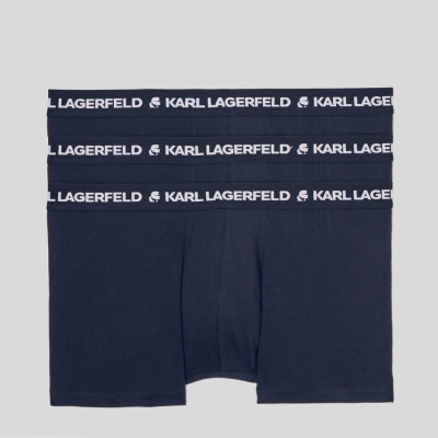 Navy Men's Karl Lagerfeld Karl Logo Monochrome Trunks - 3 Pack Underwear | TH364DLGH