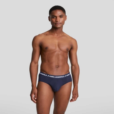 Navy Men's Karl Lagerfeld Logo Briefs - 7 Pack Underwear | TH394QIRS