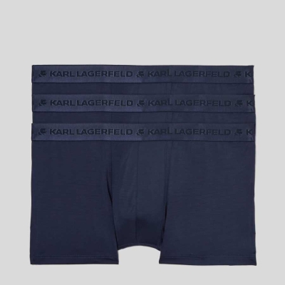 Navy Men's Karl Lagerfeld Premium Karl Logo Trunks – 3 Pack Underwear | TH907SCFJ