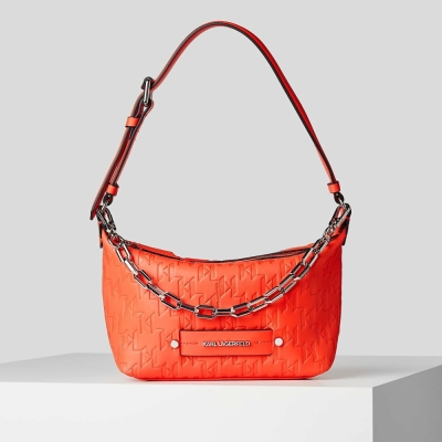 Orange Women's Karl Lagerfeld K/Kushion Monogram-embossed Baguette Bag | TH623BWLT