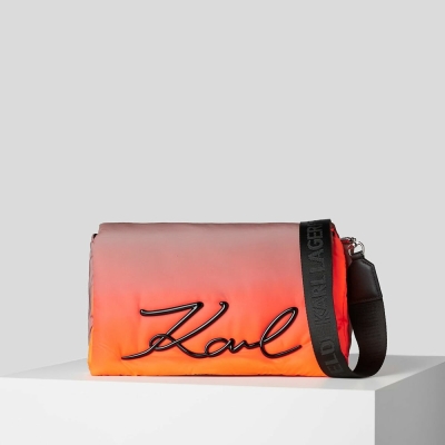 Orange Women's Karl Lagerfeld K/Signature Soft DegradÉ Large Shoulder Bags | TH830IYWX