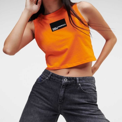 Orange Women's Karl Lagerfeld Klj Cropped T-Shirts | TH795QBSW