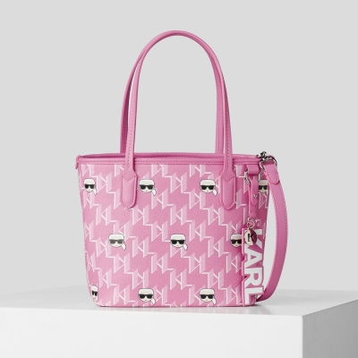 Pink Multicolor Women's Karl Lagerfeld K/Ikonik Monogram Small All-over-print Tote Bags | TH248IZOA