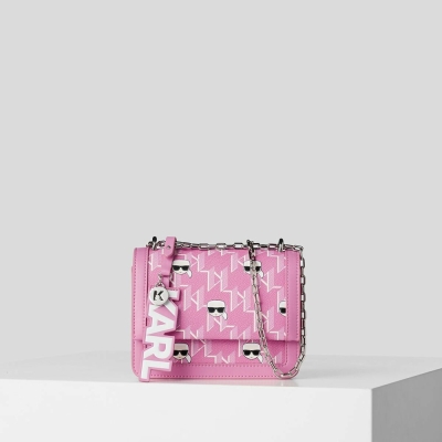 Pink Multicolor Women's Karl Lagerfeld K/Ikonik Monogram Shoulder Bags | TH830PURW