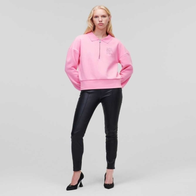 Pink Women's Karl Lagerfeld Athleisure Half-zip Sweatshirts | TH061KOJS