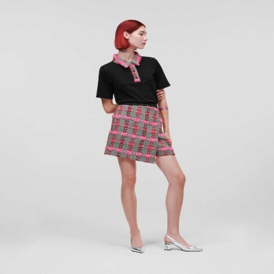 Pink Women's Karl Lagerfeld BOUCLÉ Mini Skirts | TH683PZOV