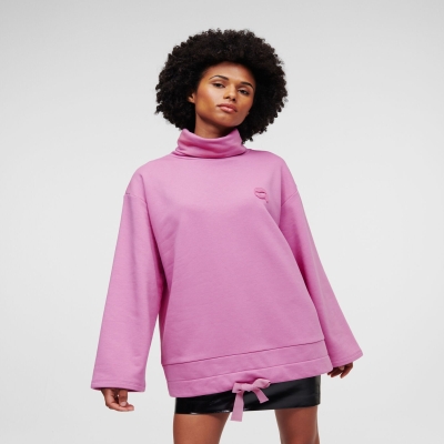 Pink Women's Karl Lagerfeld Ikonik 2.0 High Neck Sweatshirts | TH901WOGN