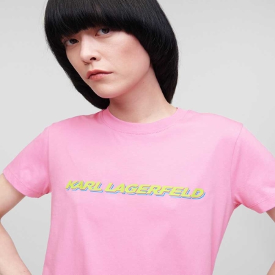 Pink Women's Karl Lagerfeld Karl Future Logo T-Shirts | TH517HFLE