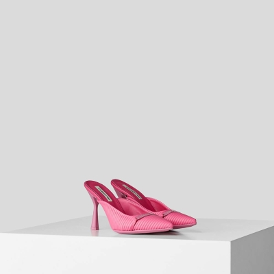 Pink Women's Karl Lagerfeld Panache Pleated Court Shoes High Heels | TH624LVXW