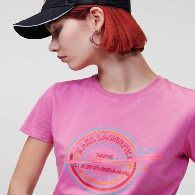 Pink Women's Karl Lagerfeld Rue St-guillaume T-Shirts | TH873FWQJ