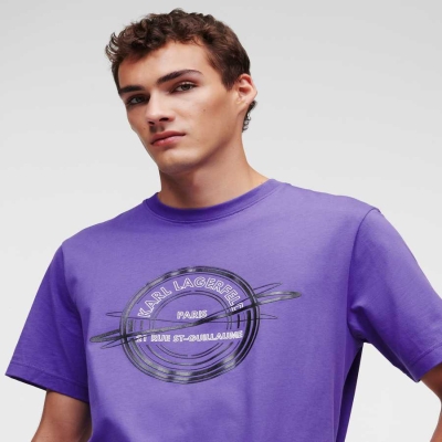 Purple Men's Karl Lagerfeld Rue St-guillaume T-Shirts | TH342ILNM