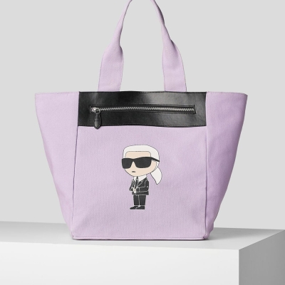 Purple Women's Karl Lagerfeld K/Ikonik 2.0 Karl Zipped Pocket Shopper Tote Bags | TH783EFAC