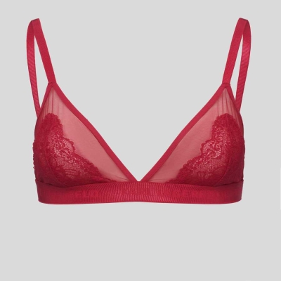 Red Women's Karl Lagerfeld Lace Triangle Bra Underwear | TH270IBMF