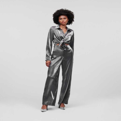 Silver Women's Karl Lagerfeld Metallic Dresses | TH596SLFV