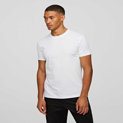 White Men's Karl Lagerfeld Crew-neck T-shirt - 2 Pack Underwear | TH027EADY