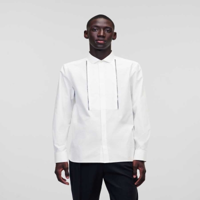 White Men's Karl Lagerfeld Evening Shirts | TH465ZKUP