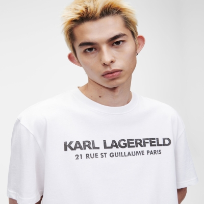 White Men's Karl Lagerfeld Faux-leather Karl Logo T-Shirts | TH196IAMB