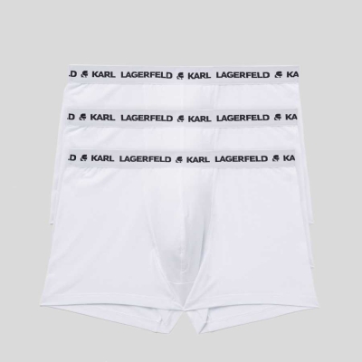 White Men's Karl Lagerfeld Karl Logo Monochrome Trunks - 3 Pack Underwear | TH861FXSH