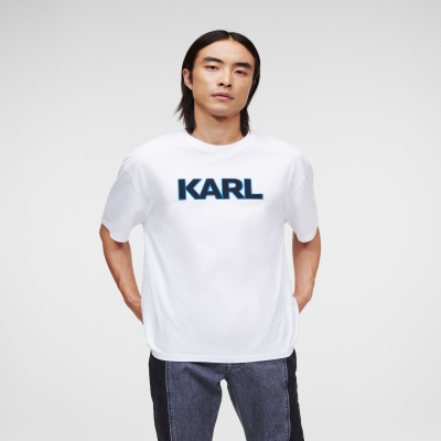 White Men's Karl Lagerfeld Karl Logo T-Shirts | TH621TKQV