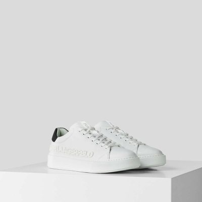 White Men's Karl Lagerfeld Karl Maxi Kup Injekted Logo Sneakers | TH268QBEM