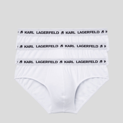 White Men's Karl Lagerfeld Logo Briefs 3-pack Underwear | TH980WMLS