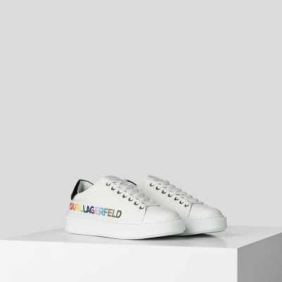 White / Multicolor Men's Karl Lagerfeld K/Love Maxi Kup Injekt Logo Sneakers | TH341MVDY