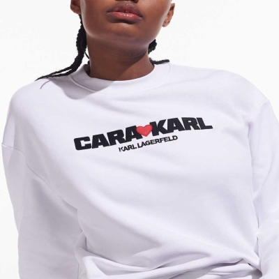 White Women's Karl Lagerfeld Cara Loves Karl Sweatshirts | TH845UIWZ