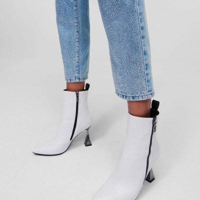 White Women's Karl Lagerfeld Debut 2-zip Ankle Boots | TH958IMWC