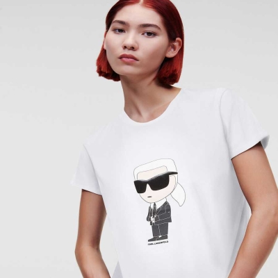 White Women's Karl Lagerfeld Ikonik 2.0 T-Shirts | TH267ANDP