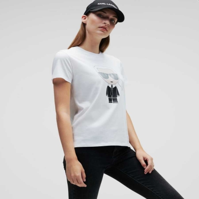 White Women's Karl Lagerfeld Ikonik Karl T-Shirts | TH302HBKQ