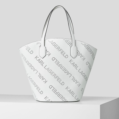 White Women's Karl Lagerfeld K/Punched Logo Large Tote Bags | TH079ZYAC