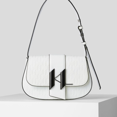 White Women's Karl Lagerfeld K/Saddle Monogram-embossed Shoulder Bags | TH285PNSJ