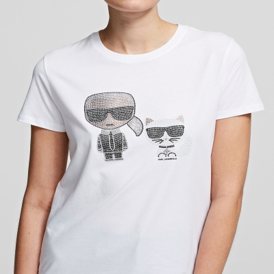 White Women's Karl Lagerfeld Karl & Choupette Ikonik Tee T-Shirts | TH871WMGX