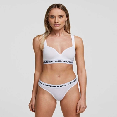 White Women's Karl Lagerfeld Karl Logo Padded Bra Underwear | TH078NFUG