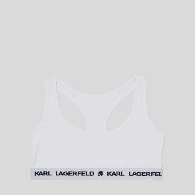 White Women's Karl Lagerfeld Karl Logo Sports Bra Underwear | TH256ZOJF