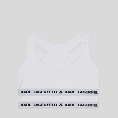 White Women's Karl Lagerfeld Karl Logo Sports Bra - 2 Pack Underwear | TH835TCKD