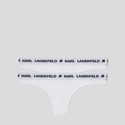 White Women's Karl Lagerfeld Karl Logo Thong - 2 Pack Underwear | TH096FSYM