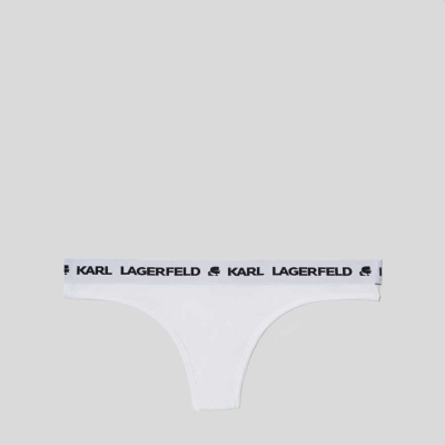 White Women's Karl Lagerfeld Karl Logo Thong Underwear | TH243DAOM