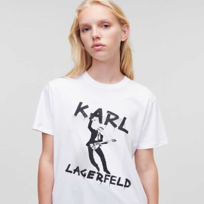 White Women's Karl Lagerfeld Karl Series Oversized T-Shirts | TH703NADT