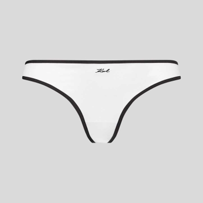 White Women's Karl Lagerfeld Karl Signature Satin Brazilian Brief Underwear | TH458BDZI