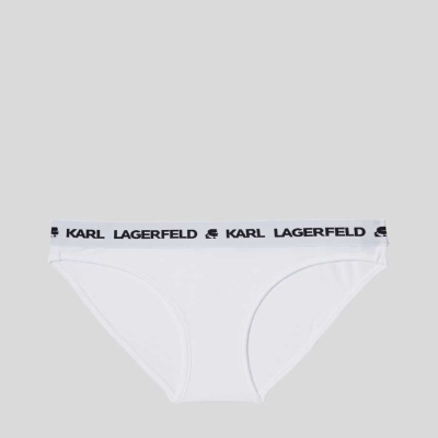 White Women's Karl Lagerfeld Logo Briefs Underwear | TH043HPDA