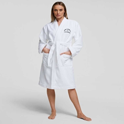 White Women's Karl Lagerfeld Rue St-guillaume Bathrobe Loungewear | TH084DTUA