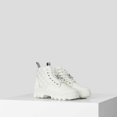 White Women's Karl Lagerfeld Trekka Ii Kl Monogram Hiking Boots | TH739HSBO