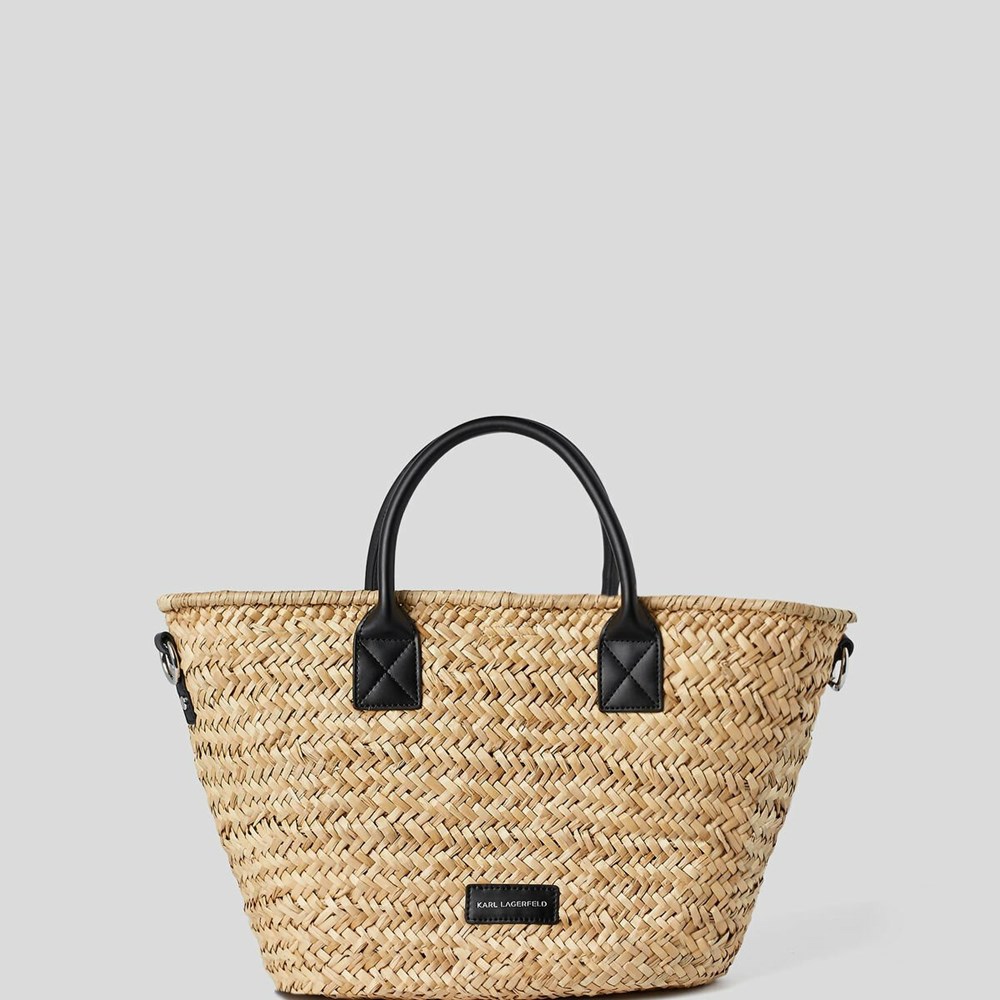 Beige / Black Women's Karl Lagerfeld K/Signature Basket Tote Bags | TH650TJMY