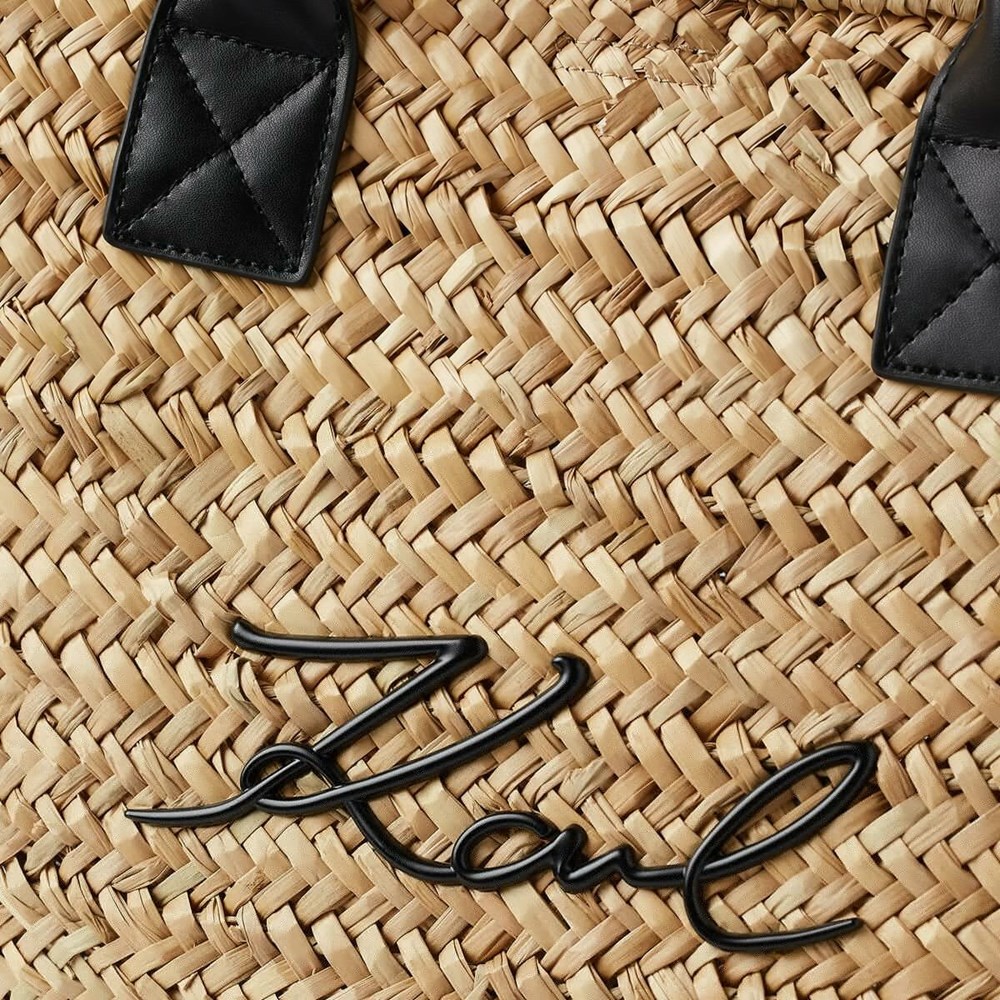 Beige / Black Women's Karl Lagerfeld K/Signature Basket Tote Bags | TH650TJMY