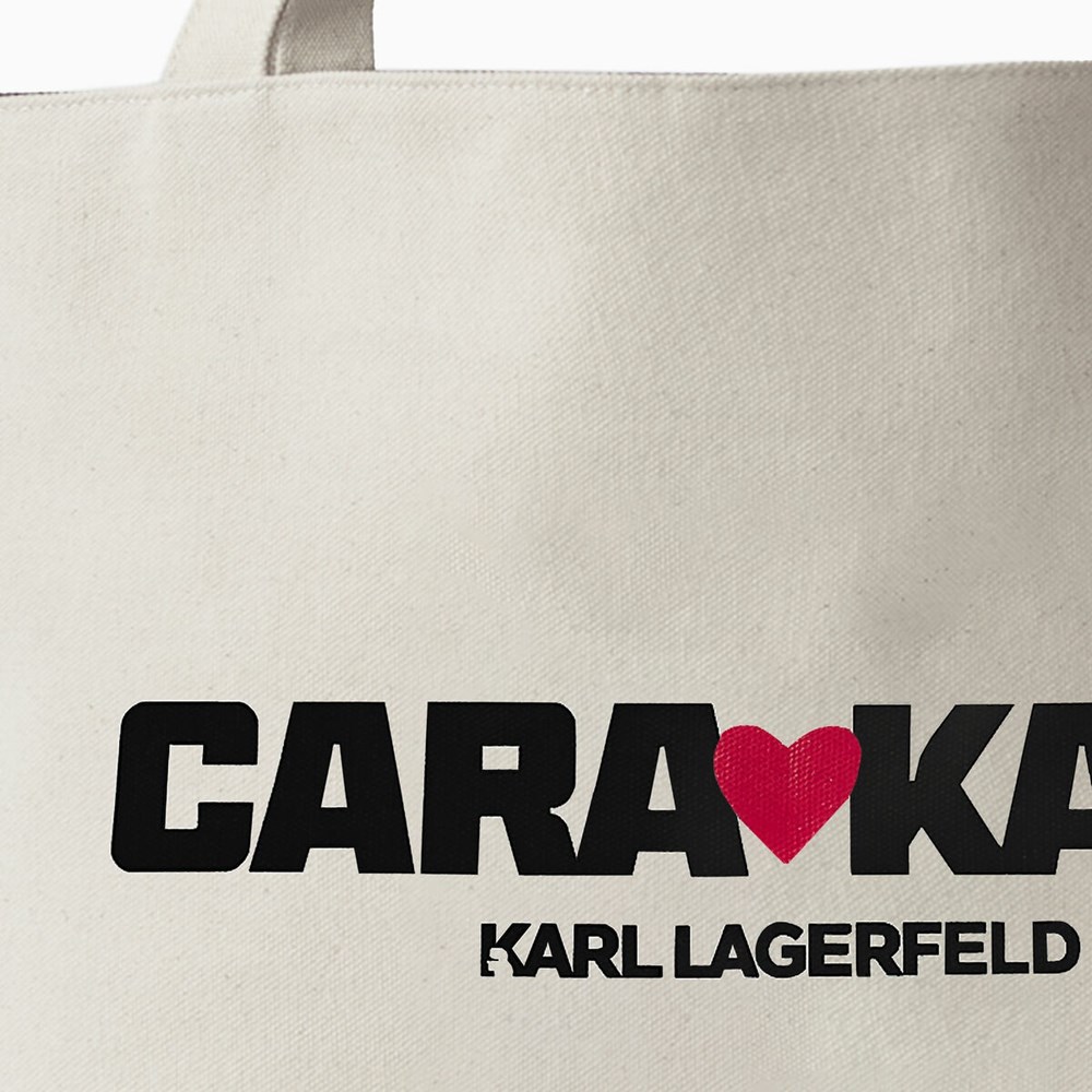 Beige Women's Karl Lagerfeld Cara Loves Karl Canvas Shopper Tote Bags | TH615ARSF