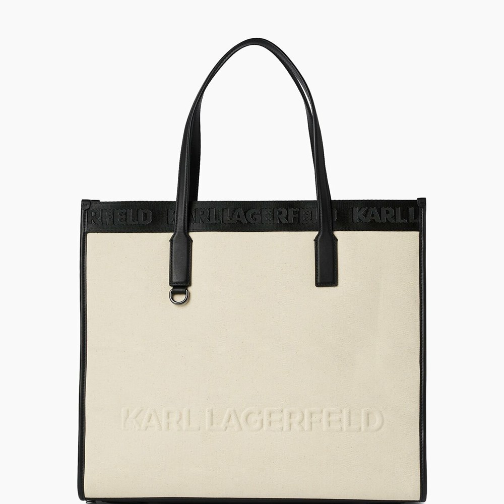 Beige Women's Karl Lagerfeld Cara Loves Karl K/Skuare Tote Bags | TH750ZYIH