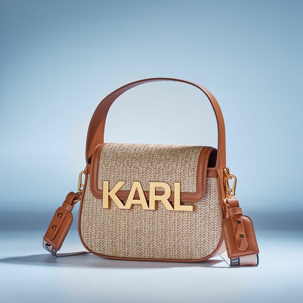 Beige Women\'s Karl Lagerfeld K/Letters Woven - Online Exclusive Crossbody Bags | TH659MKTQ