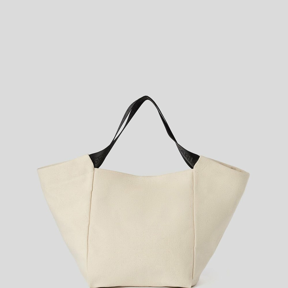 Beige Women's Karl Lagerfeld Rue St-guillaume Canvas Shopper Tote Bags | TH547JKZR